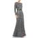 Mac Duggal Beaded Long Sleeve Evening Gown - Charcoal