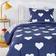 Amazon Basics Kid's Easy-Wash Microfiber Bed-In-A-Bag Bedding Set Twin - Navy Hearts