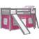 Max & Lily Twin-Size Low Loft with Slide + Curtain 84.5x81.5"