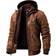 Flavor Men's Motorcycle Jacket with Removable Hood - Brown