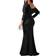 YMDUCH Women's Elegant Long Sleeve Off Shoulder Bodycon Long Evening Formal Dress
