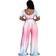 BffBaby Backless Short Sleeve Crop Top High Waist Wide Leg Long Pant Set - Pink/Blue