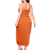 Floerns Women's Satin Spaghetti Strap Cowl Neck Wrap Party Cami Dress Plus Size - Burnt Orange