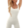 OQQ Women's Yoga Ribbed One Piece Sleeveless Jumpsuits - Beige