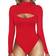 Mangopop Womens Sexy Cutout Front T-shirt Long Sleeve Short Sleeve Bodysuit Jumpsuits - Red
