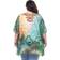 White Mark Short Caftan with Tie-Up Neckline Plus Size - Green Peacock