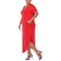 White Mark Plus Size Short Sleeve V-Neck Maxi Dress - Red