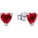 Pandora Heart Stud Earrings - Silver/Red