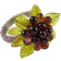 Saro Lifestyle Flower and Leaves Design Beaded Napkin Ring 1.5" 4