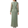 Adrianna Papell Metallic Crinkled Mesh Draped Long Gown - Green Slate