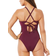 Swimsuits For All Crochet High Neck One Piece Swimsuit Plus Size - Wine