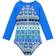 Gyratedream Kid's Long Sleeve Rashguard Floral Bathing Suit - Blue Geometry