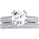 Dazzling Rock Bridal Engagement Ring Set - White Gold/Diamonds