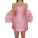 ROTATE Birger Christensen Sheer Satin Bow Dress - Cameo Pink