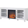Henn&Hart Stand with Log Fireplace Insert White 58x25"
