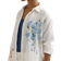 Ralph Lauren Oversize Floral Eyelet-Logo Linen Shirt - White