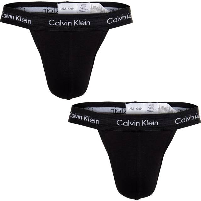 Calvin Klein Cotton Stretch Thong 2-pack - Black • Price »