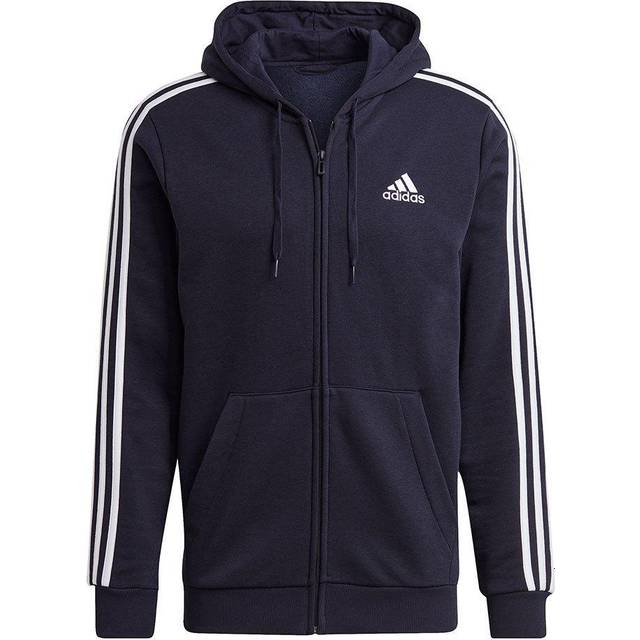 Adidas Essentials Fleece 3 Stripes Full Zip Hoodie Men - Legend Ink • Price  »