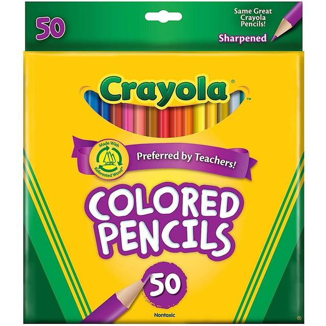 Crayola Kids' Colored Pencils, Assorted Colors, 50/Box (68-4050)