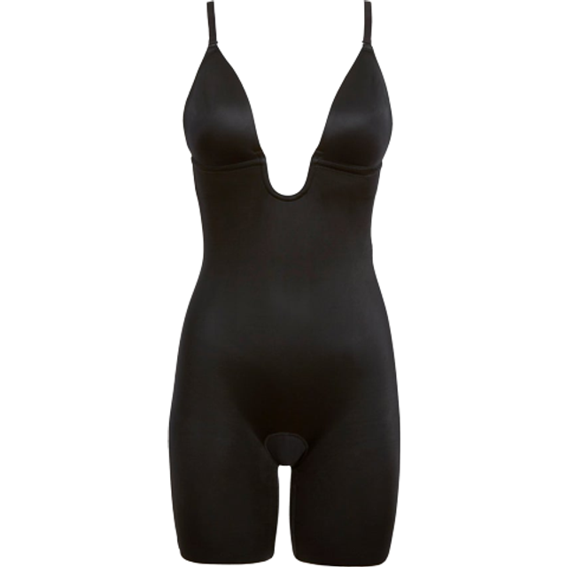 Spanx Suit Your Fancy Plunge Low-Back Mid-Thigh Bodysuit - Black