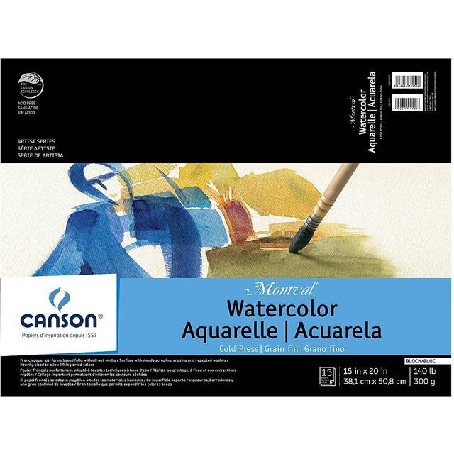 Canson Montval Watercolor Paper 15 In. x 20 In. Pad Of 12 140 Lb. Cold  Press