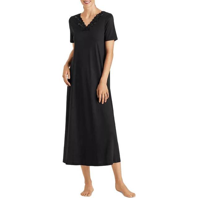 Hanro Moments Short Sleeve Long Gown - Black • Price »