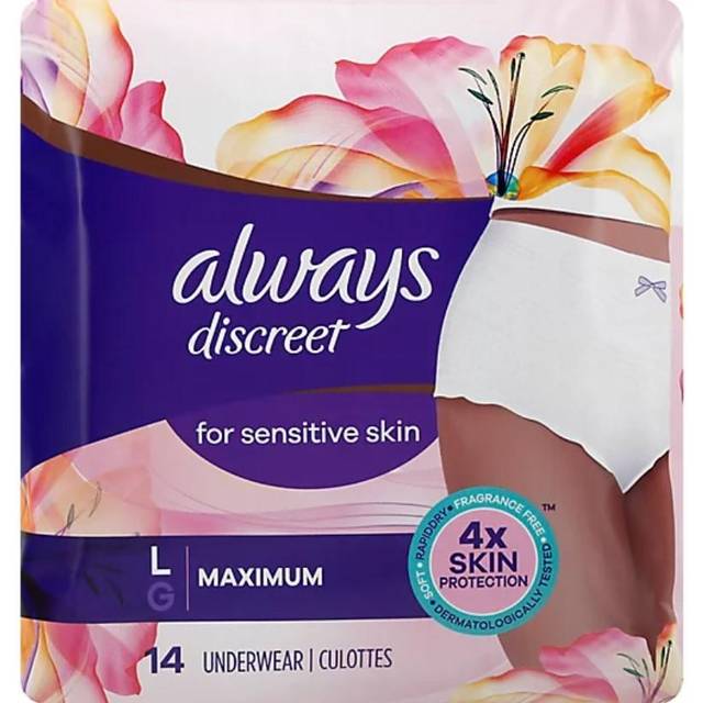 Always Discreet Maximum Plus Underwear for Sensitive Skin Large 14-pack  14-pack • Price »