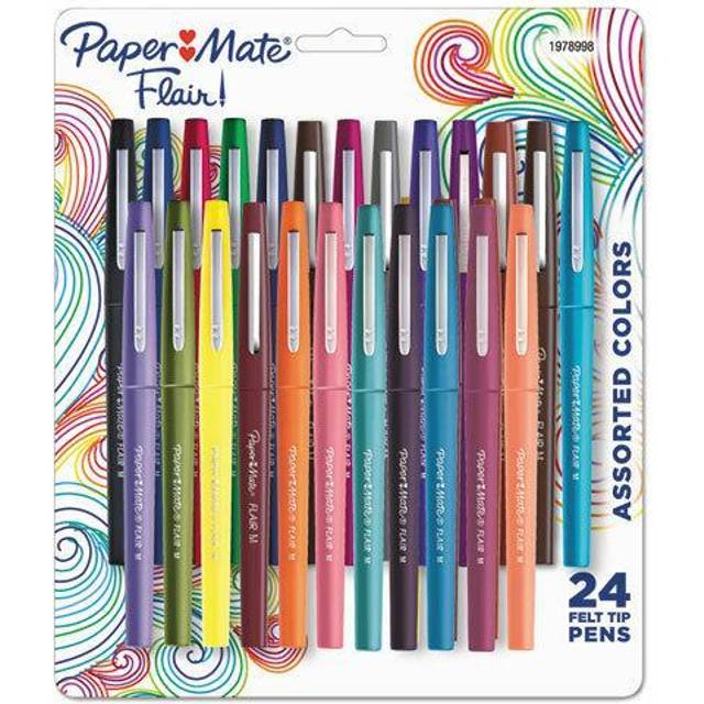 Paper Mate Flair Porous Point Pens Medium Point 0.7 mm Assorted Ink Colors  Pack Of 24 Pens - Office Depot