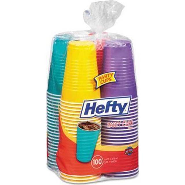 Hefty Disposable Plastic Cups in Assorted Colors - 16 Oz, 100Count