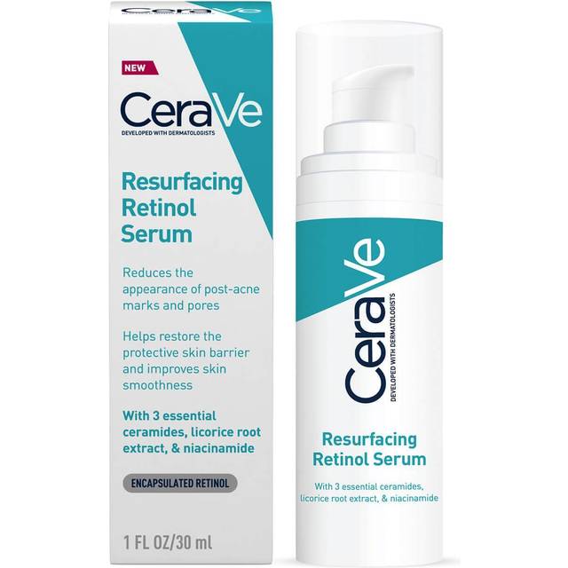  CeraVe Retinol Serum for Post-Acne Marks and Skin Texture, Pore Refining, Resurfacing, Brightening Facial Serum with Retinol and  Niacinamide, Fragrance Free, Paraben Free & Non-Comedogenic