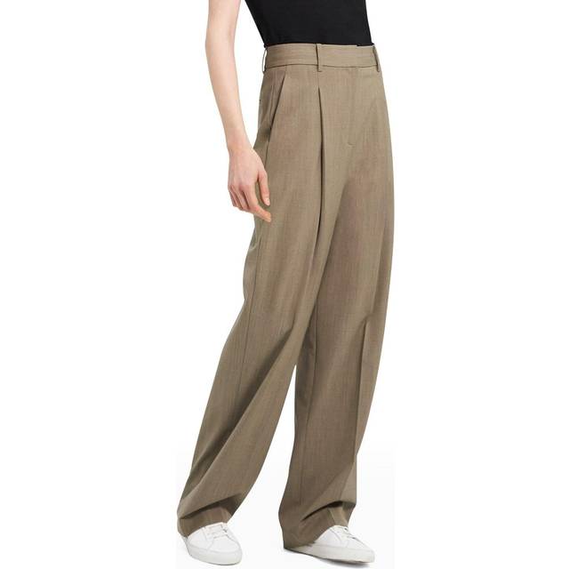 Pleated High Waisted Wide Leg Trousers