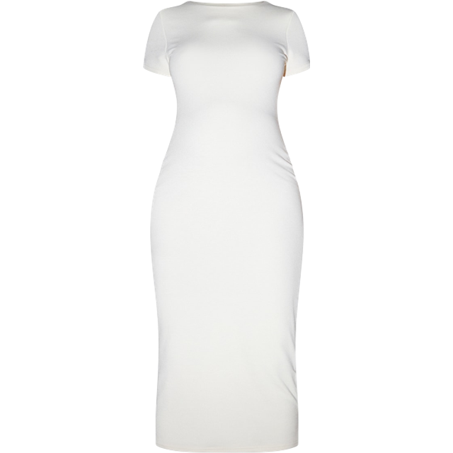 PrettyLittleThing Maternity Contour Jersey Short Sleeve Midi Dress Cream  (CMU1101)