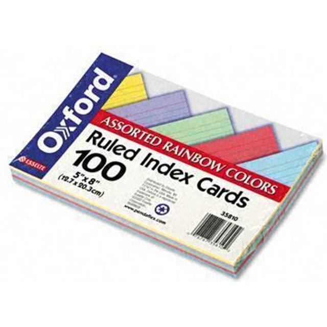 Rainbow Index Cards, Ruled, 5 x 8, Assorted Colors, Pack Of 100