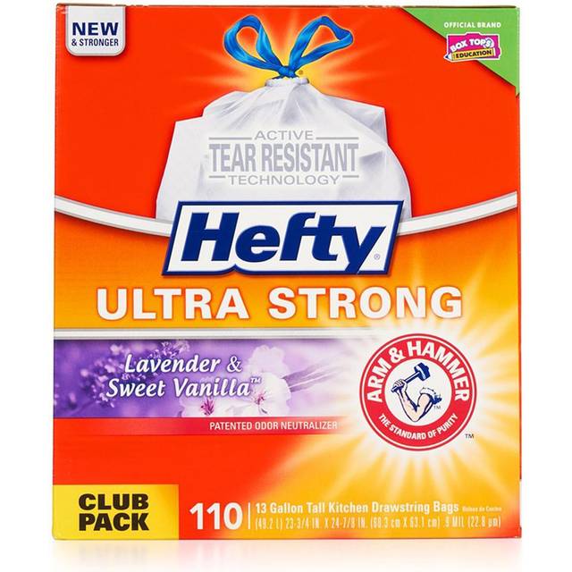 Hefty Ultra Strong Tall Kitchen Trash Bags, Lavender & Sweet Vanilla Scent,  13 Gallon, 110 Count
