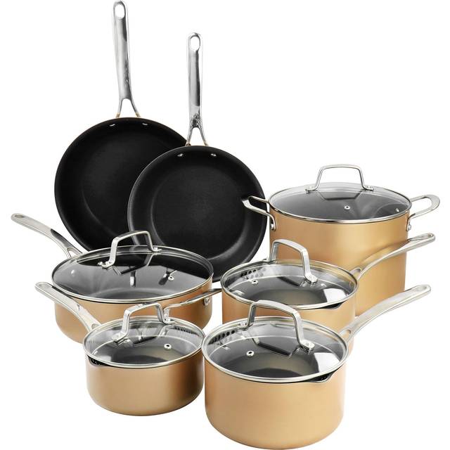Martha Stewart Copper Hard Anodized Nonstick Cookware Set with lid 12 Parts  • Price »