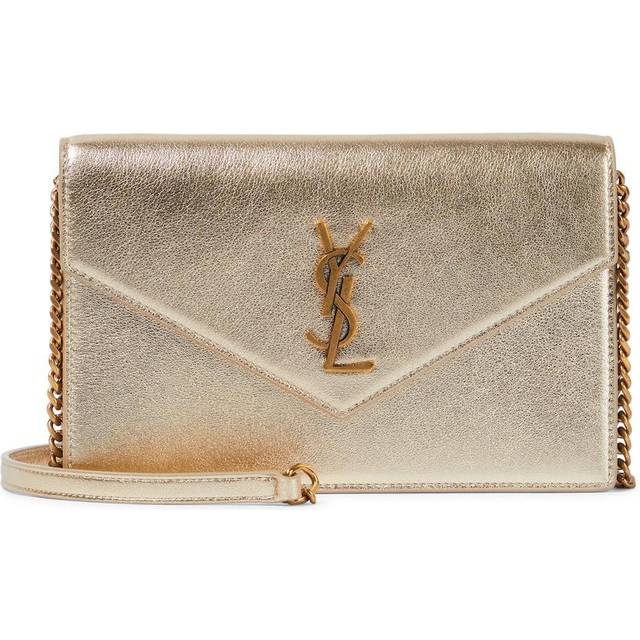 Saint Laurent Envelope Ysl-logo Leather Crossbody Bag - Gold • Price »