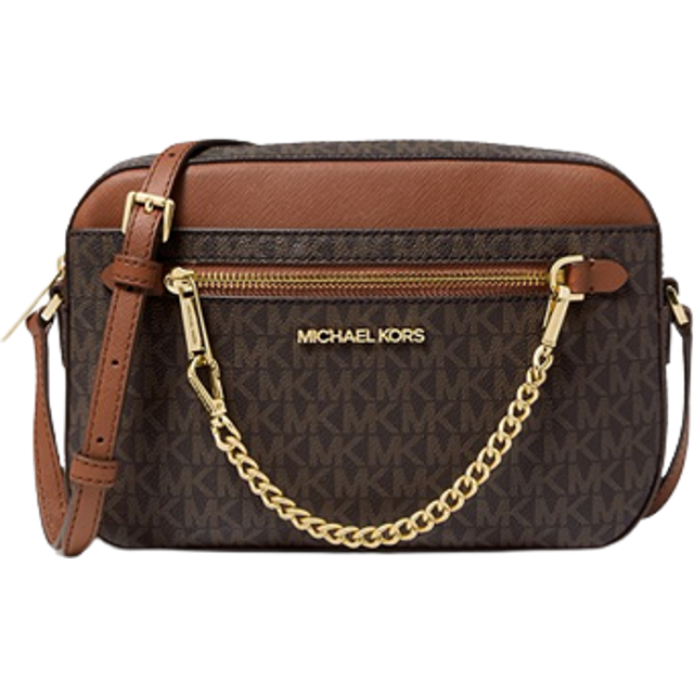 Michael Kors Jet Set Medium Camera Bag Brown Multi One Size: Handbags