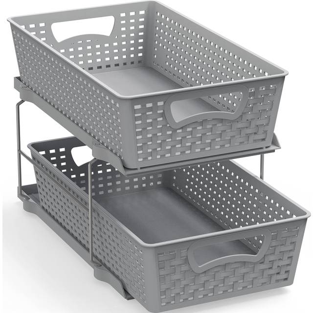 Simple Houseware 2 Tier Bathroom Organizer Tray Pull-Out Sliding