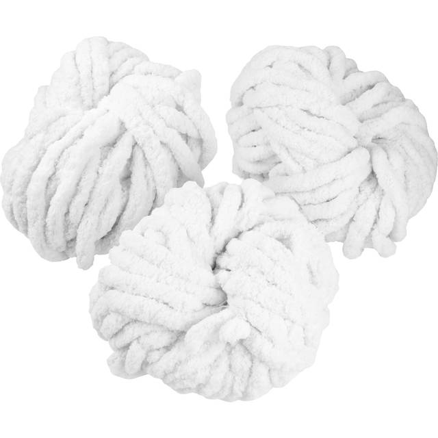 iDIY Chunky Yarn 3 Pack (24 Yards Each Skein) White Fluffy Chenille Yarn  Perfect for Soft Throw and Baby Blankets, Arm Knitting, Crocheting and DIY