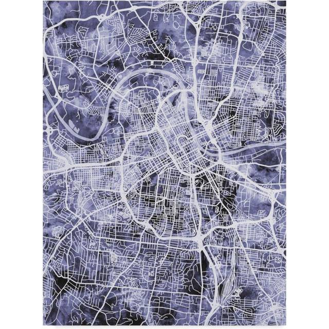Trademark Fine Art Tompsett Nashville Tennessee City Map Blue Canvas ...