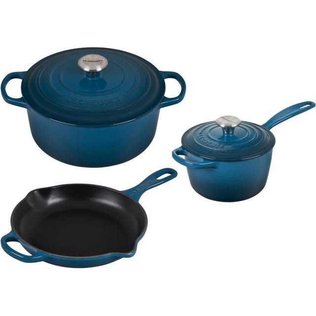 Le Creuset Deep Teal Signature Cast Iron Cookware Set with lid 5 Parts •  Price »
