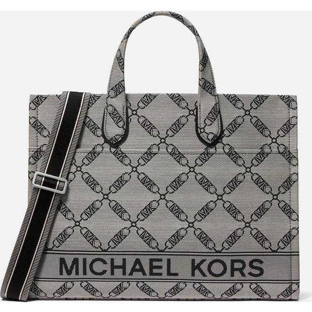 Michael Kors MK Gigi Empire Logo Jacquard Large Tote Bag - Natural/Black •  Price »