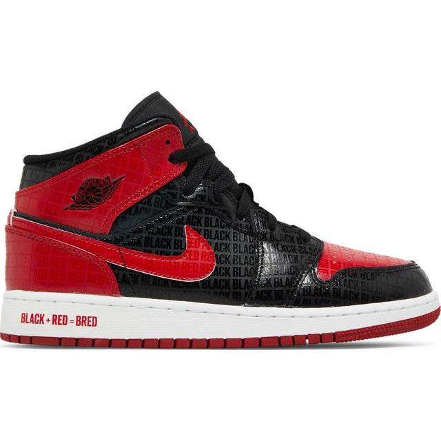 Nike Air Jordan 1 Mid SS GS - Black/Gym Red/White • Price »