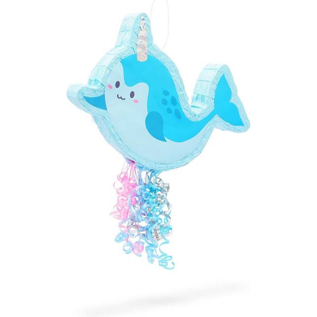 Pull String Narwhal Pinata for Kids Birthday Party Supplies, Under