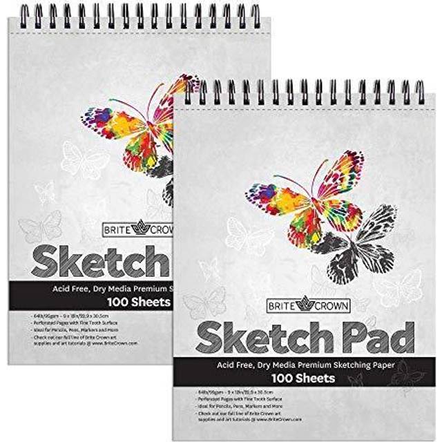 Brite Crown Sketch Pad 2-Pack 9x12 Sketchbook for Teens, 64lb 95gsm Art  Drawing Paper for Kids 9-12 100 Sheets Acid-Free, Spiral Perforated Drawing  Paper Pad • Price »