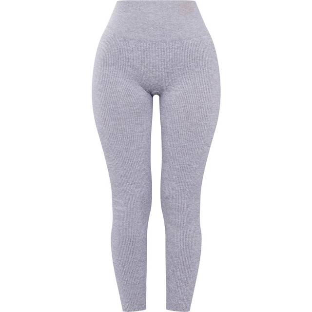 PrettyLittleThing Petite Contour High Waisted Leggings - Grey Marl • Price »