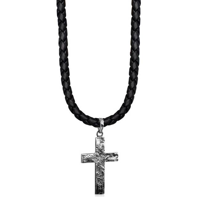Männerkette Silber Kuzzoi » Silber Oxidiert • Kreuz Leder 925 Halskette Preis