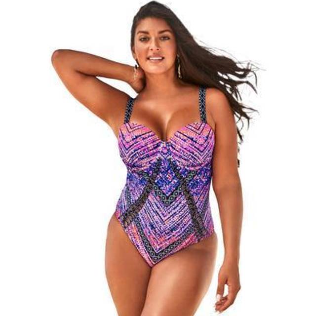 Swimsuits For All Plus Women's Macrame Underwire One Piece in Vibrant  Sunset Size 26 • Price »