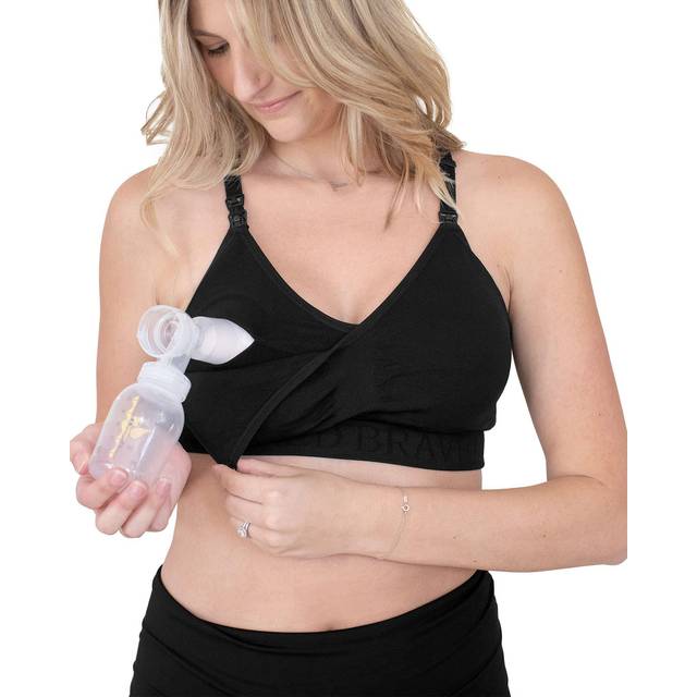 Motherhood Maternity Large Hands-Free Pumping Seamless Nursing Bra in Black