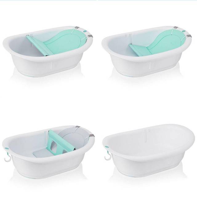 Frida Baby 4-in-1 Grow-with-Me Bath Tub & Control The Flow Rinser Cup Bath  Time Kit